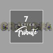 A softly lit, grey-toned background provides a calm canvas for a graceful seven-letter funeral tribute, the sort of custom arrangement often prepared for services across Oxford. In the centre of the composition sits a charcoal-grey square with a slim white border, giving the impression of an elegant announcement card laid over the flowers. Inside this square, white typography reads 7 at the top, LETTER in compact, uppercase letters beneath, and then Tribute in an expressive script that curves gently across the lower portion, suggesting sensitivity and care. Emerging from behind this central block, mostly to the left and right, is a floral name arrangement spelling GRANDMA. Each freestanding letter is carefully constructed from a dense bed of small white chrysanthemum-style blooms, arranged so closely that they create a plush, velvety texture, like a soft blanket of petals. To prevent the design from feeling stark, the florist has threaded through small clusters of vibrant purple flowers-perhaps lisianthus or miniature roses-along with fresh green foliage, creating delicate accents at corners and curves without disturbing the purity of the white base. The rounded letter G is the clearest on the left, showing its complete form, while portions of the subsequent R, A, N, D, M, and final A appear partially hidden by the central square. The arrangement feels both dignified and deeply personal, evoking the image of a carefully delivered tribute resting in a quiet Oxford chapel, maybe not far from the High Street or the green spaces of University Parks, honouring a cherished grandmother with flowers that speak of love, memory, and gentle farewell.